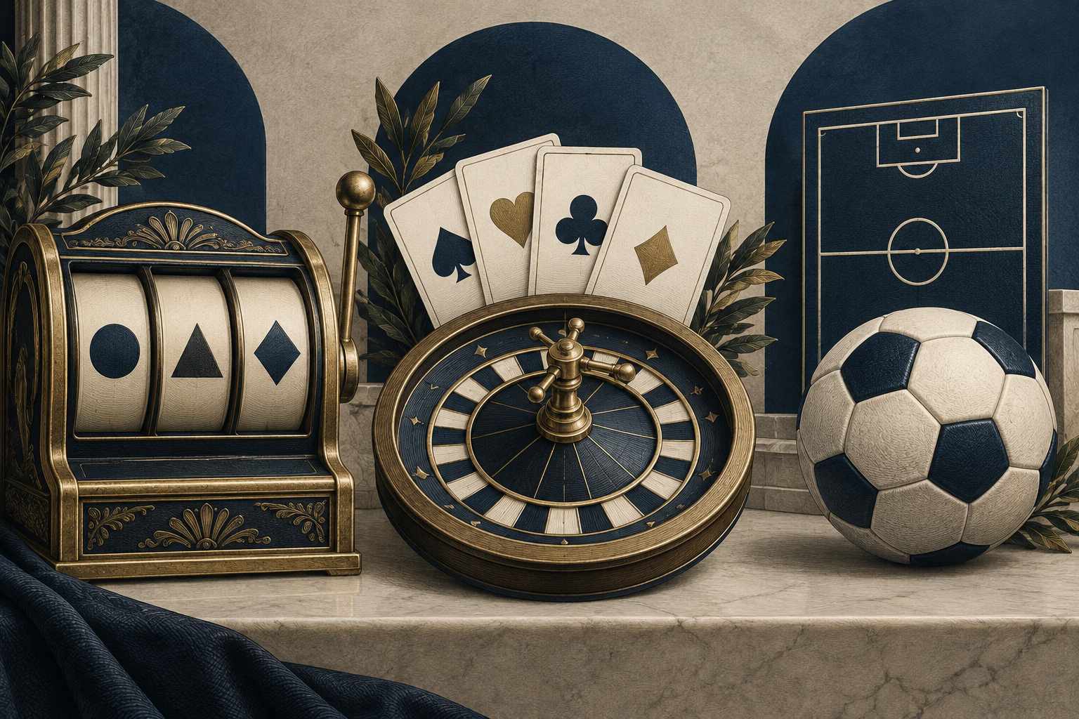 Ilustrasi kategori slot, kasino, dan olahraga